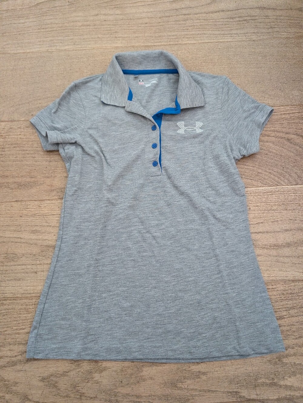 Under Armour Heather Gray Polo with Blue Accents